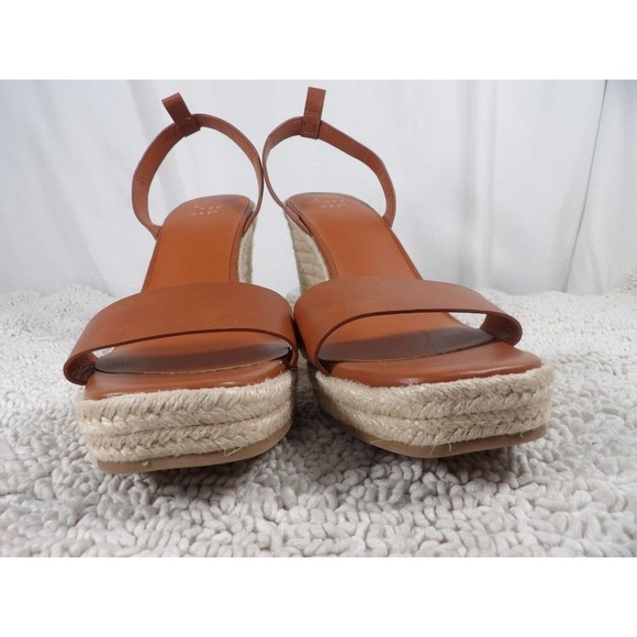 A New Day Womens Tina Cognac Leather Open Toe Wedge Espadrille Heels Size US 11 - Picture 4 of 10